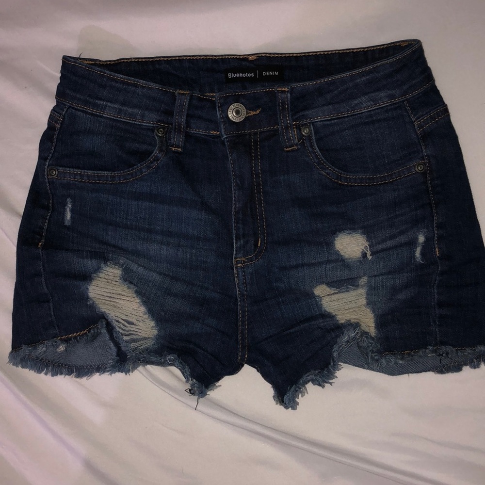 High rise denim shorts